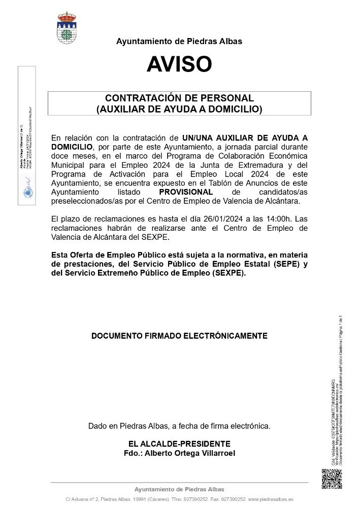 Imagen CONTRATACIÓN DE PERSONAL (AUXILIAR DE AYUDA A DOMICILIO)