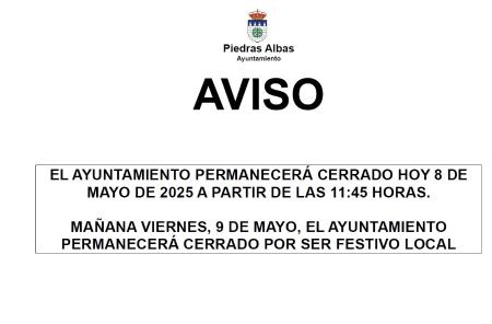 Imagen AVISO CIERRE AYUNTAMIENTO