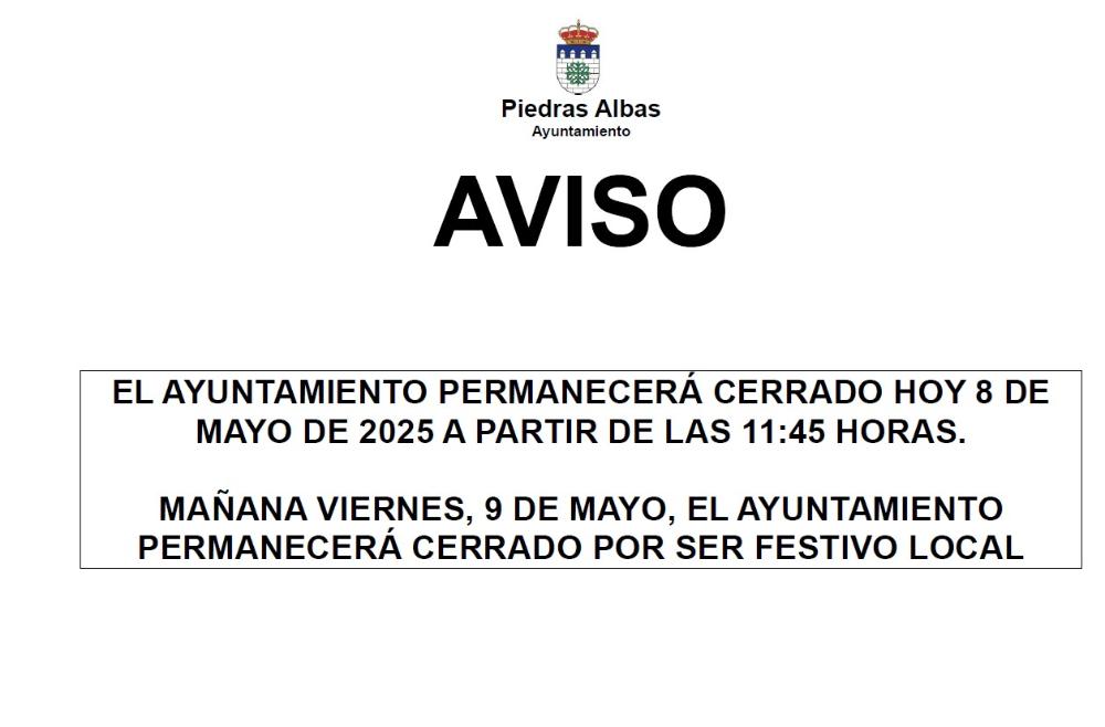 Imagen AVISO CIERRE AYUNTAMIENTO