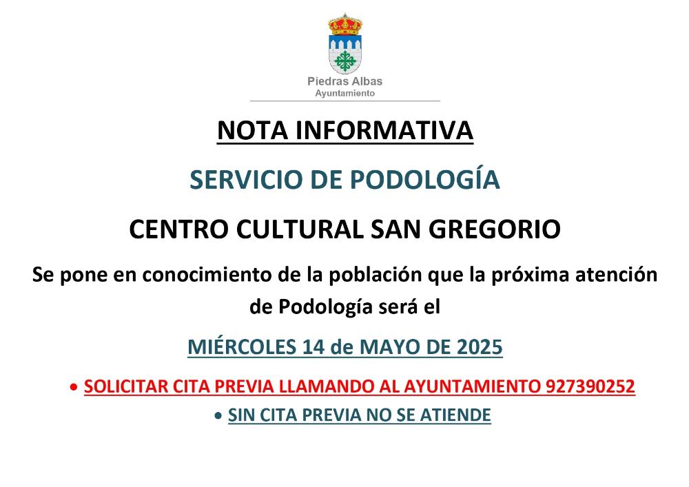 Imagen SERVICIO DE PODOLOGIA: 14/05/2025