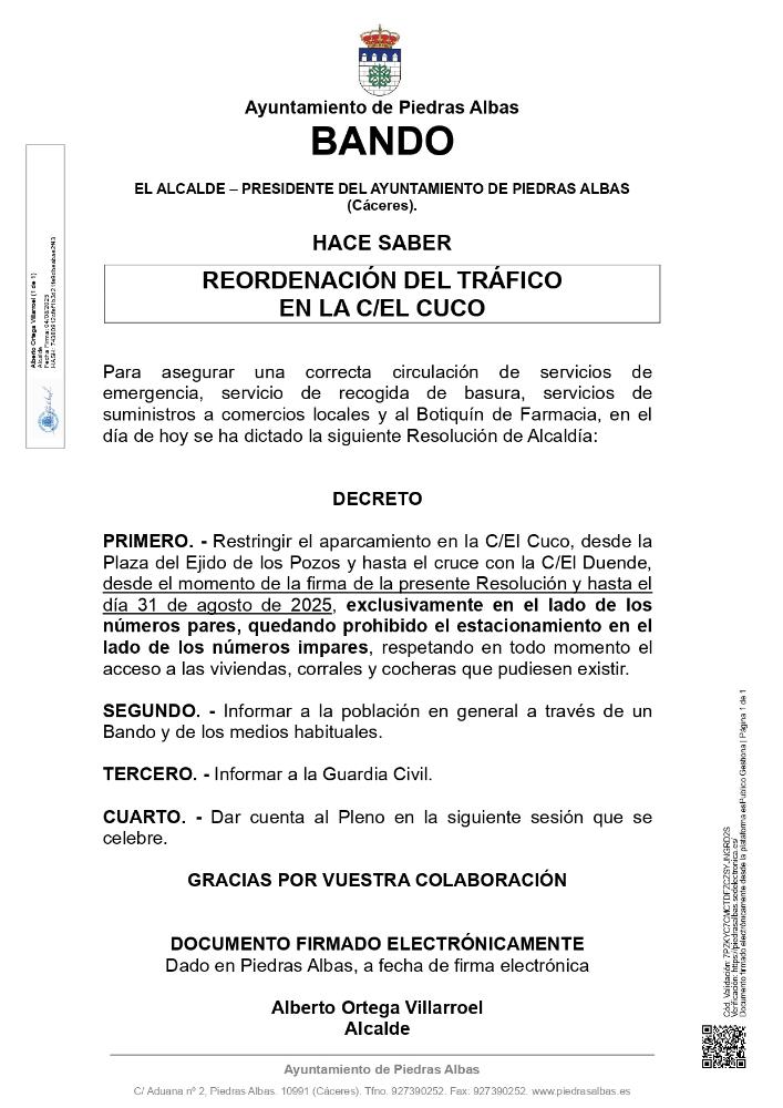 Imagen REORDENACIÓN DEL TRÁFICO EN LA C/EL CUCO