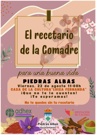 Imagen ACTIVIDAD: EL RECETARIO DE LA COMADRE PARA UNA BUENA VIDA - 22 DE AGOSTO