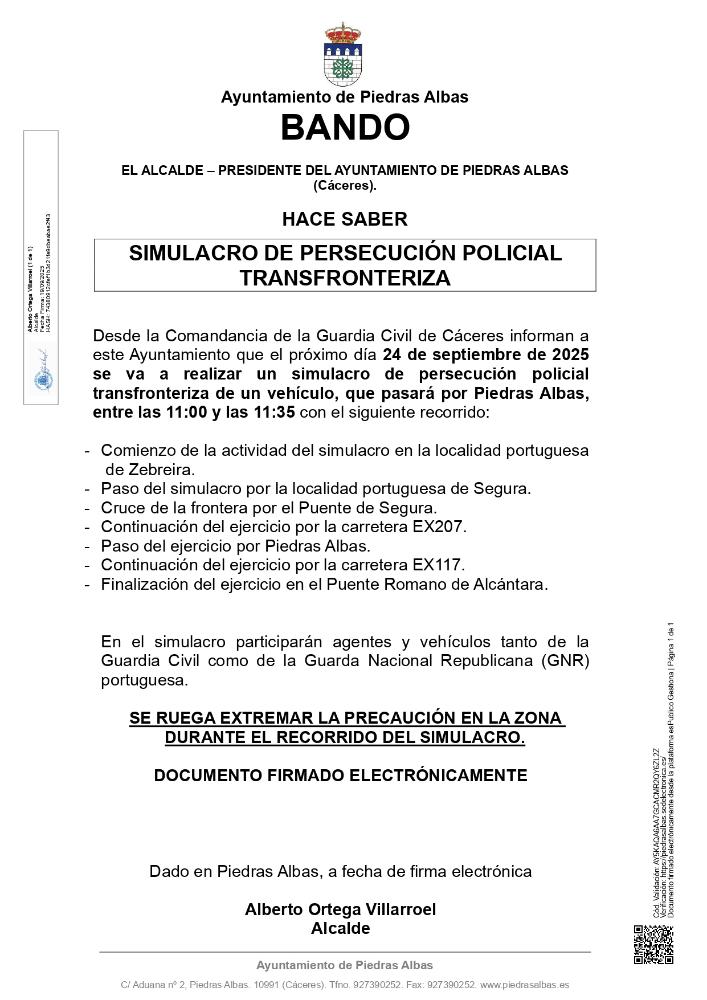 Imagen SIMULACRO DE PERSECUCIÓN POLICIAL TRANSFRONTERIZA