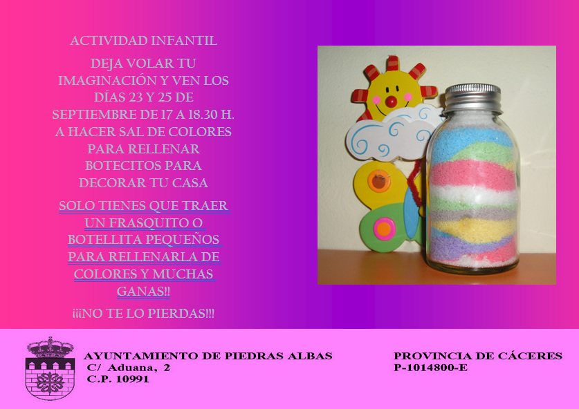 Imagen ACTIVIDAD INFANTIL - SAL DE COLORES - 23 Y 25 DE SEPTIEMBRE