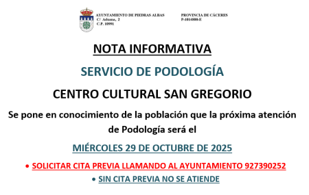 Imagen SERVICIO DE PODOLOGÍA - 29/10/2025