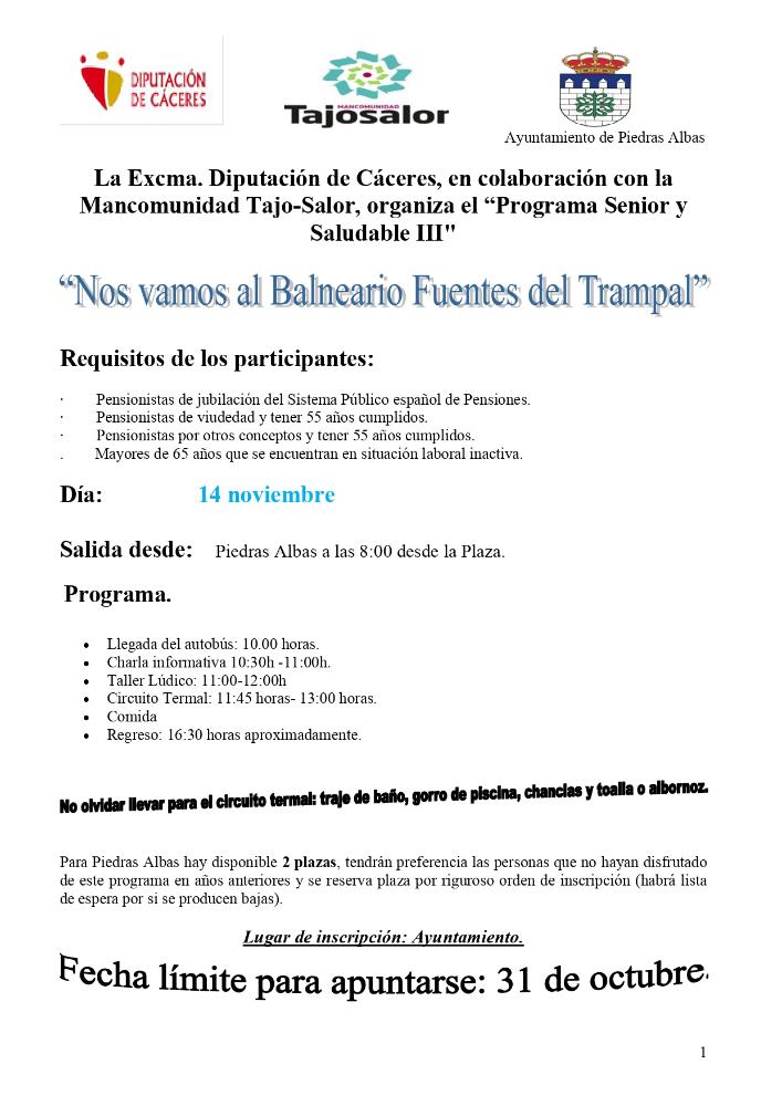 Imagen NOS VAMOS AL BALNEARIO FUENTES DEL TRAMPAL