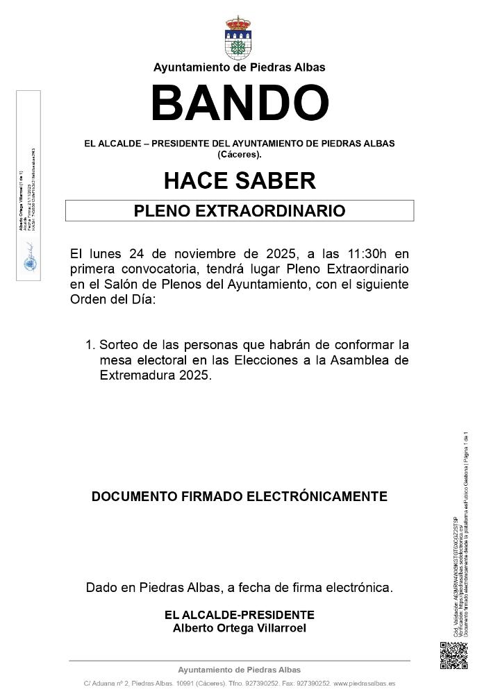 Imagen PLENO EXTRAORDINARIO - 24/11/2025 - ELECCIÓN DE MESA ELECTORAL
