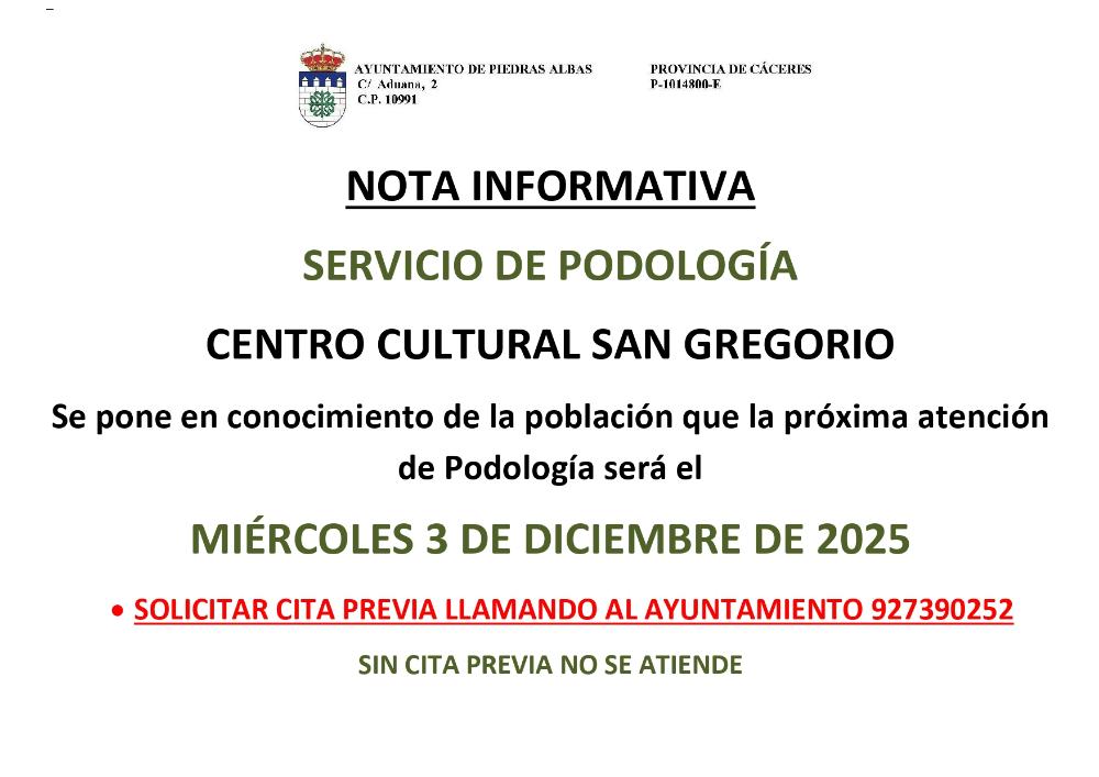 Imagen PODOLOGIA DICIEMBRE 2025 - 03/12/2025
