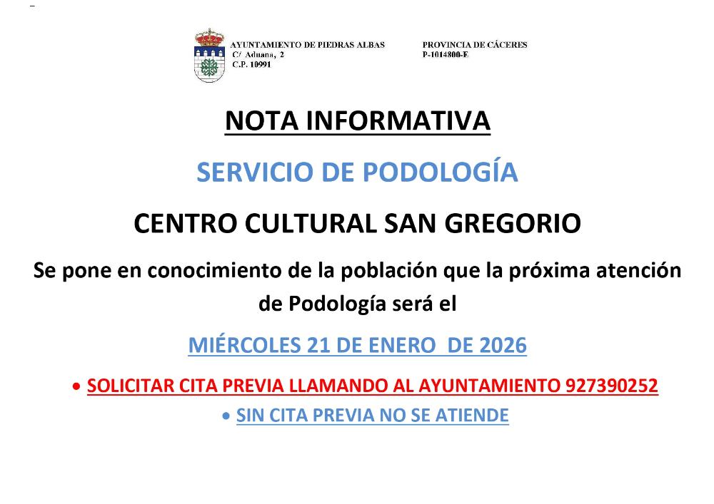 Imagen PODOLOGIA ENERO 2026 - 21/01/2026