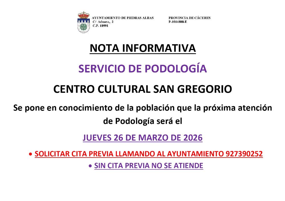 Imagen PODOLOGIA MARZO 2026 - 26/03/2026