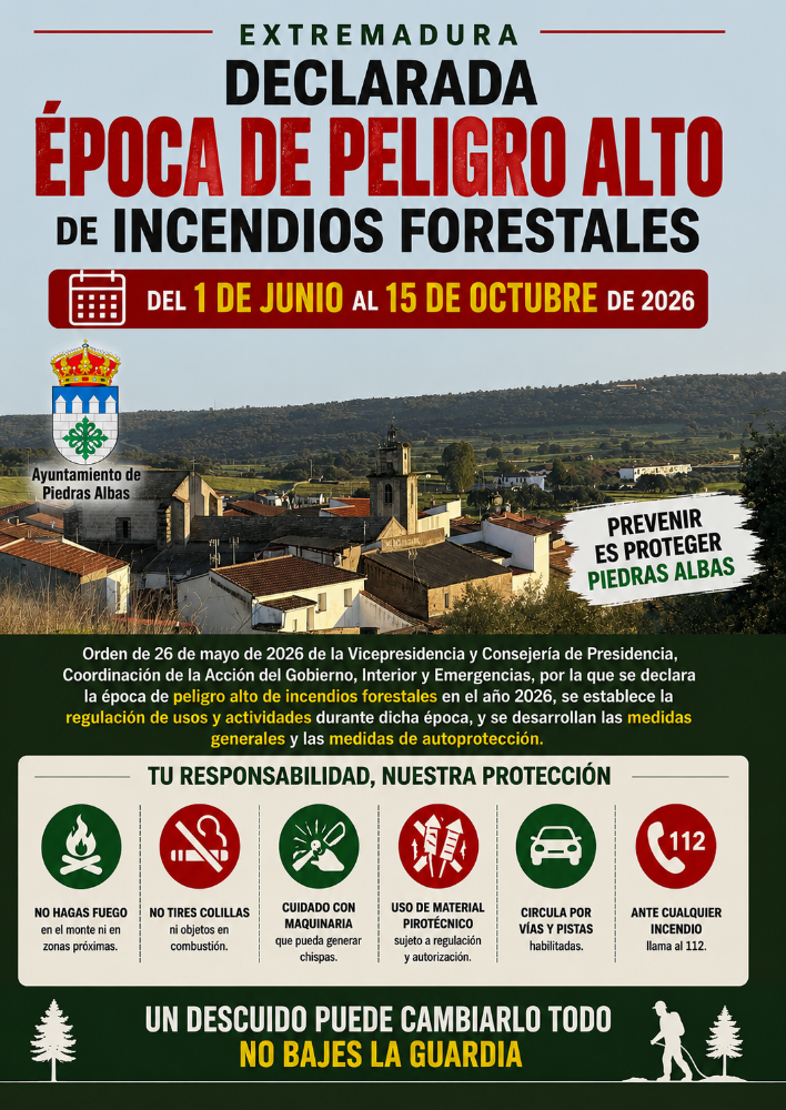 Imagen ÉPOCA DE PELIGRO ALTO DE INCENDIOS 2026