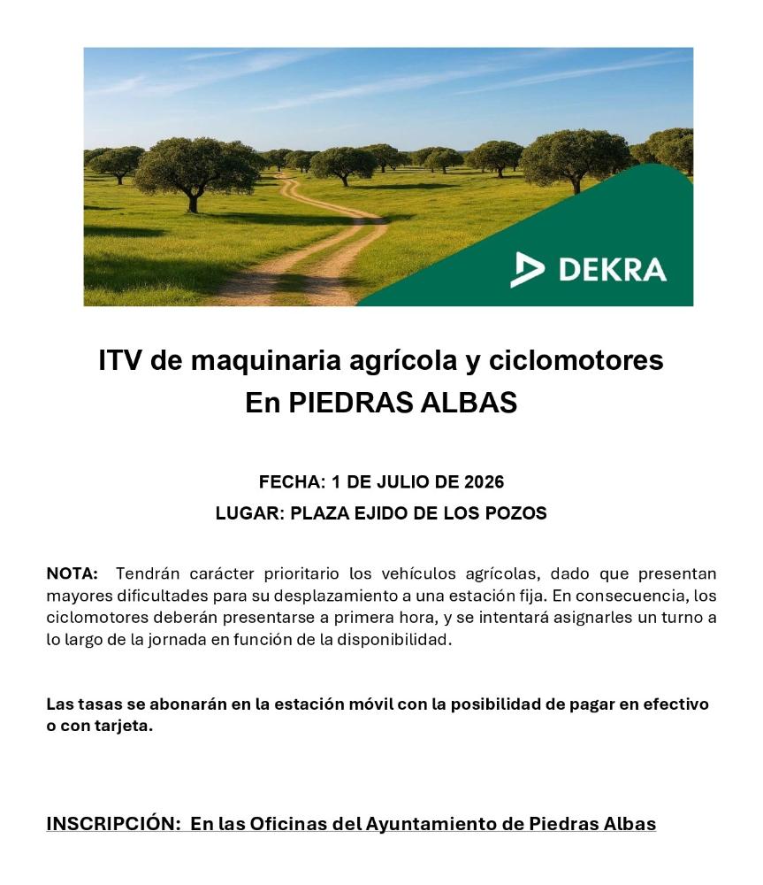 Imagen ITV MOVIL CICLO-AGRÍCOLA. FECHA: 1 DE JULIO DE 2026 - PLAZA DEL EJIDO DE LOS POZOS