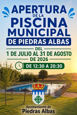 Imagen APERTURA DE LA PISCINA MUNICIPAL DE PIEDRAS ALBAS - TEMPORADA DE BAÑOS 2026