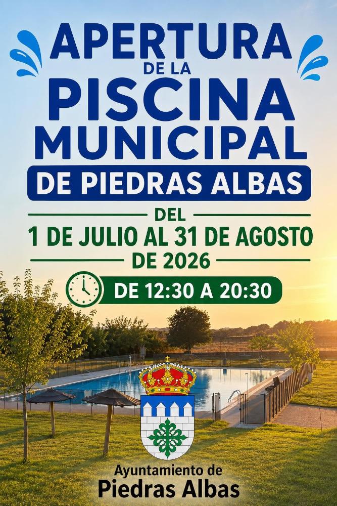 Imagen APERTURA DE LA PISCINA MUNICIPAL DE PIEDRAS ALBAS - TEMPORADA DE BAÑOS 2026