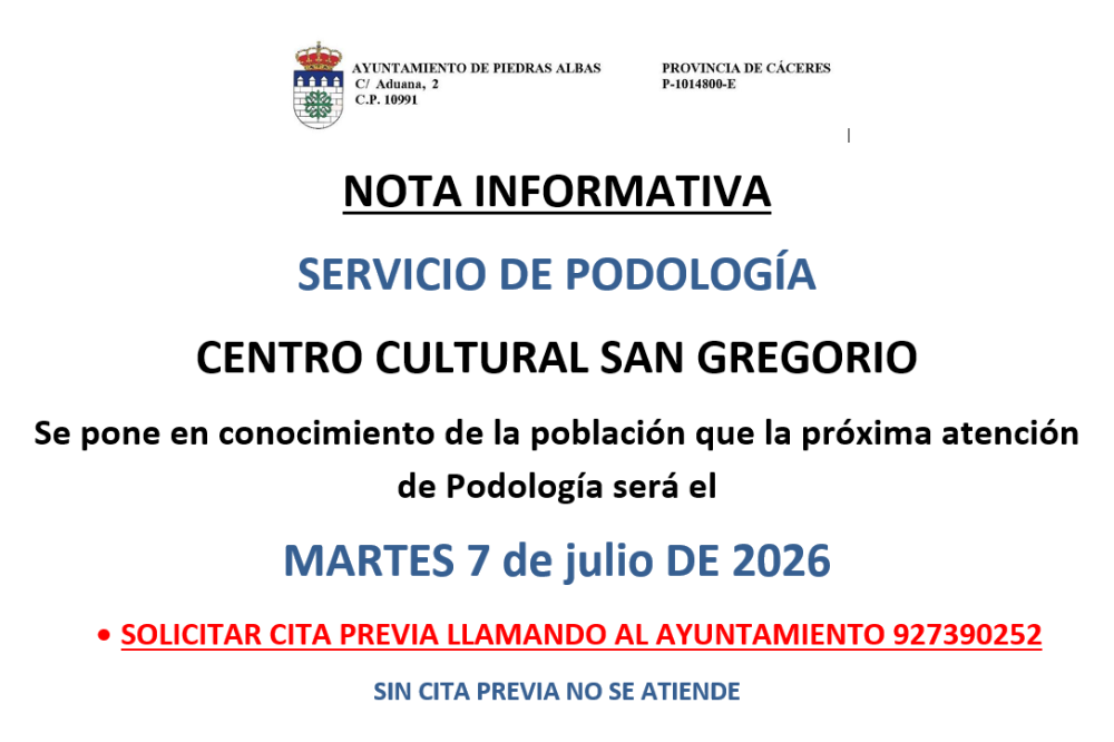 Imagen PODOLOGIA JULIO 2026 - 7/07/2026
