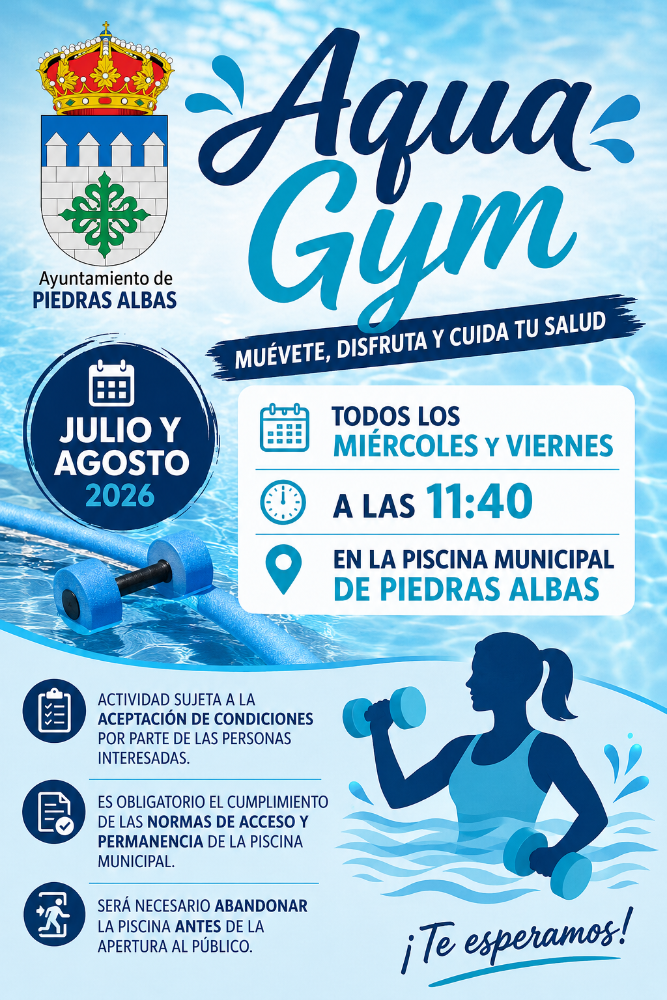 Imagen CLASES GRATUITAS DE AQUAGYM: VERANO 2026