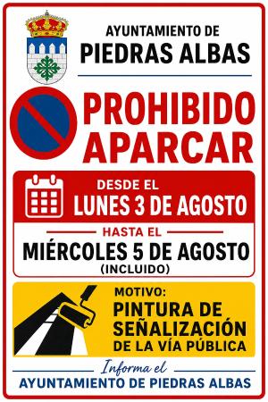 Imagen PROHIBICIÓN DE APARCAR POR TRABAJOS DE SEÑALIZACIÓN