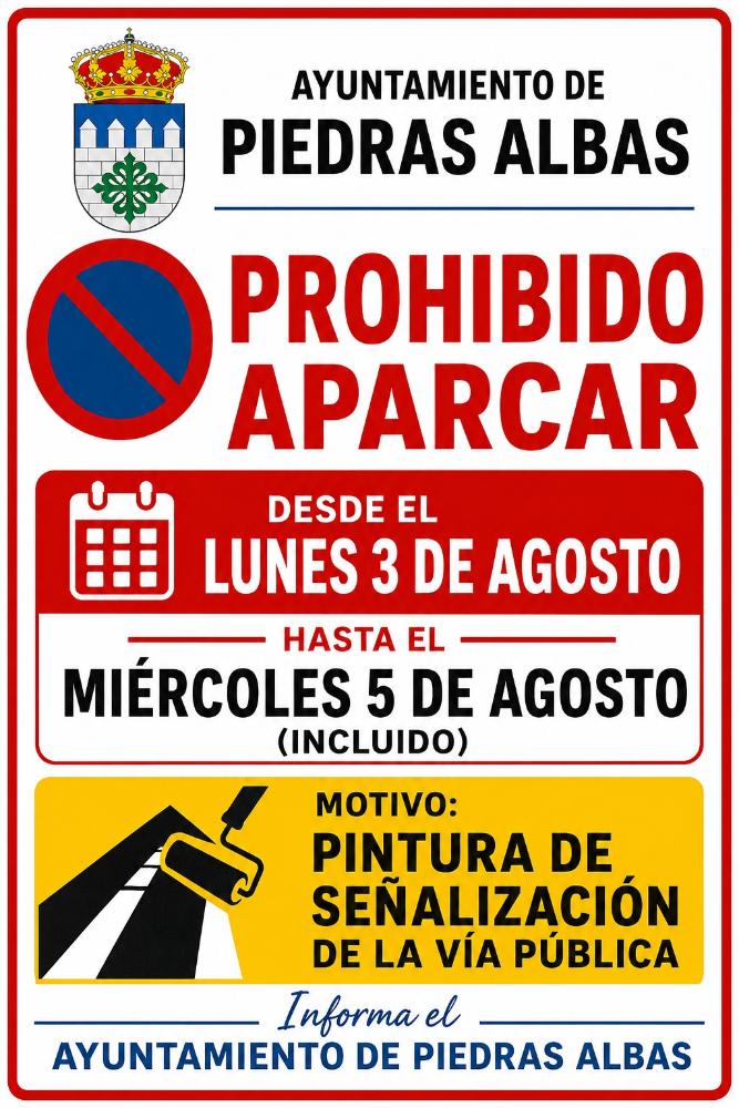 Imagen PROHIBICIÓN DE APARCAR POR TRABAJOS DE SEÑALIZACIÓN