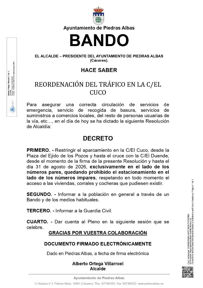Imagen REORDENACIÓN DEL TRÁFICO EN LA C/EL CUCO