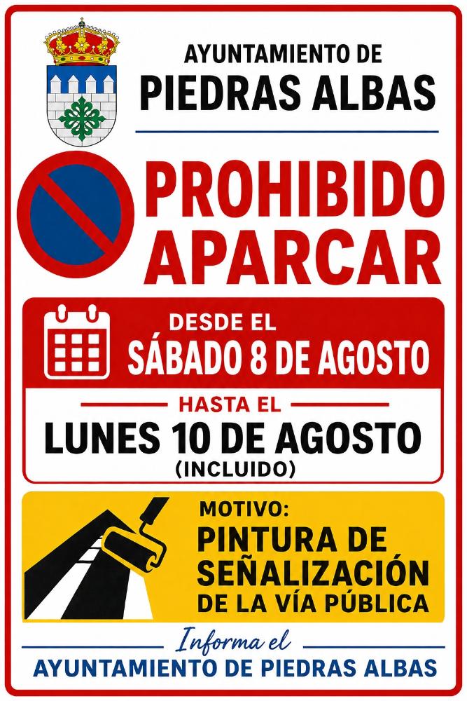 Imagen PROHIBICIÓN DE APARCAR Y DE CIRCULAR POR TRABAJOS DE SEÑALIZACIÓN - PZA. DEL EJIDO DE LOS POZOS - 08/08/2026