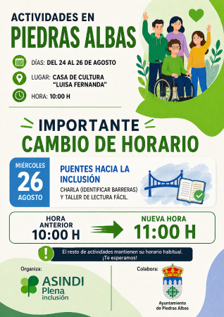 Imagen CAMBIO DE HORARIO DE LA ACTIVIDAD 