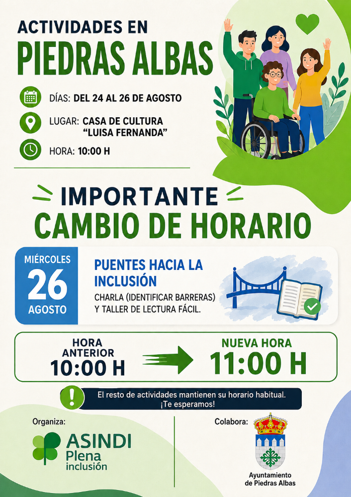 Imagen CAMBIO DE HORARIO DE LA ACTIVIDAD 