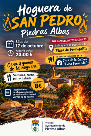 Imagen CAMBIO DE UBICACIÓN - HOGUERA DE SAN PEDRO 2026 Y CENA - 17/10/2026